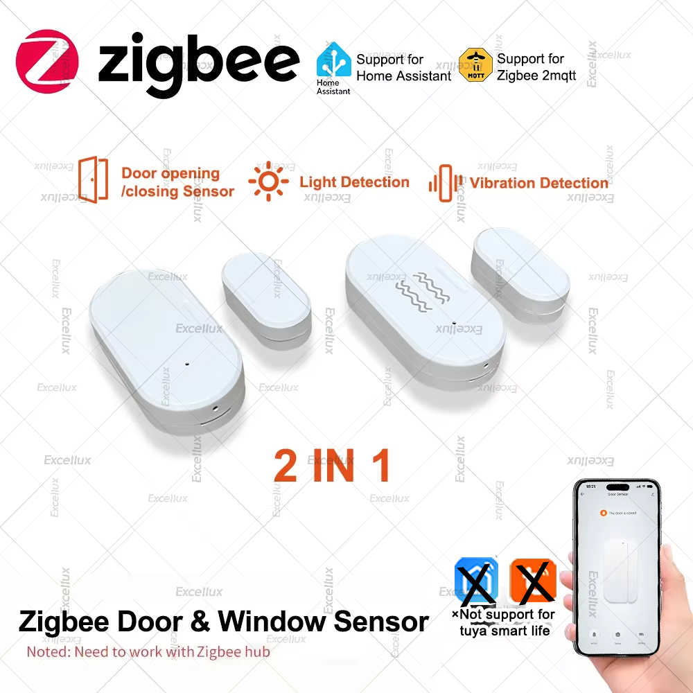 Home Security Gate - Zigbee 3.0 ドア窓センサー輝度/振動センサースマートホームセキュリティ保護警報ドア開閉検出器