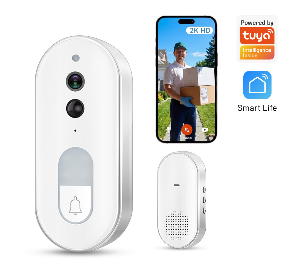 Home Security No Wifi Needed - Tuya スマートビデオドアベル ワイヤレス 1080P HD 屋外カメラ