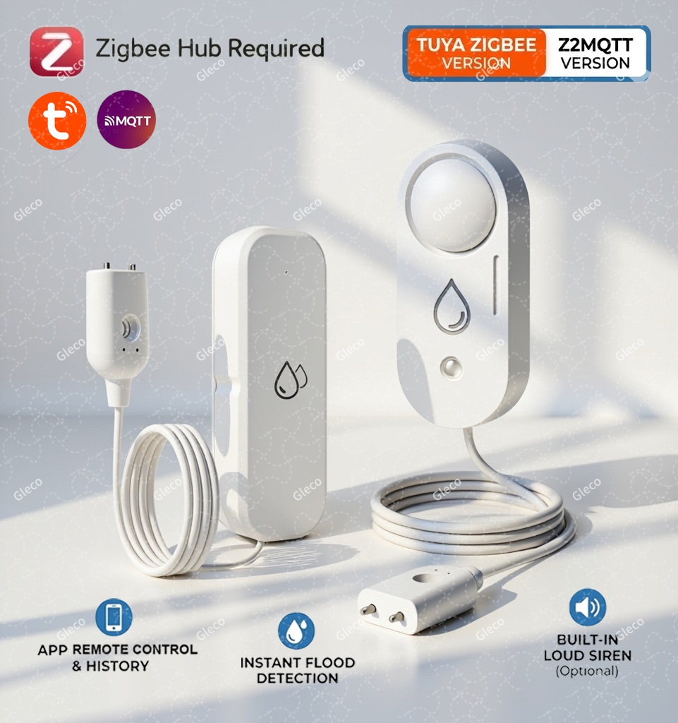 Home Security App - Zigbee 水漏れセンサー 水漏れ検出器 オプションのサウンドアラーム付き 110 dB