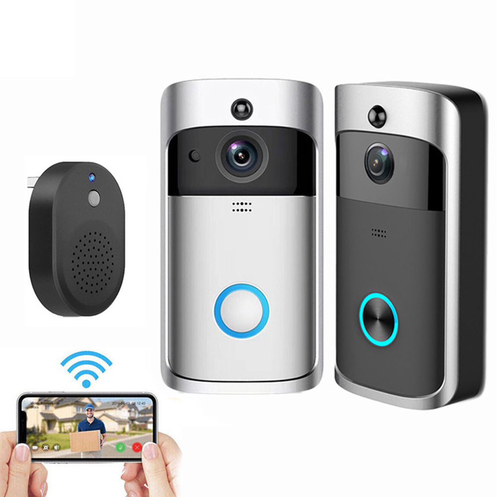 Home Security Uk - スマートV5ビデオドアベル ワイヤレスWiFiセキュリティドアベル ビジュアル720P HDリモートホームモニター ナイトビジョンインターホン ドアホン