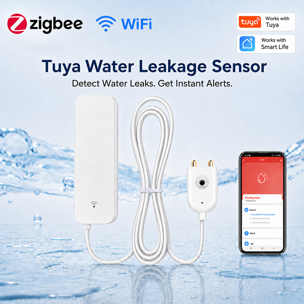 Home Security Business - ZigBee WiFi 水漏れセンサー 洪水漏水警報器 Tuya スマートライフ