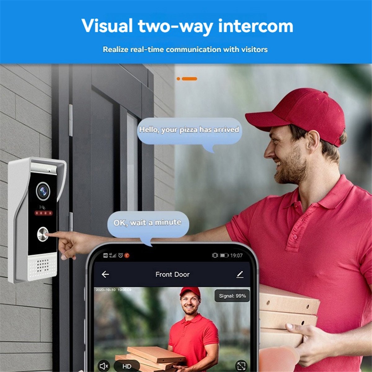 Home Security Uk - [T28C] TUYA Wifi ビデオドアベルインターホンシステム 10 インチタッチモニター付き