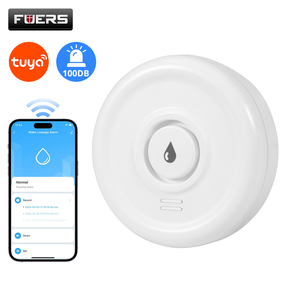 Home Security Alarm System - スマート漏水検知器,水位センサー,家庭用警報システム,Tuya,セキュリティ,燃料