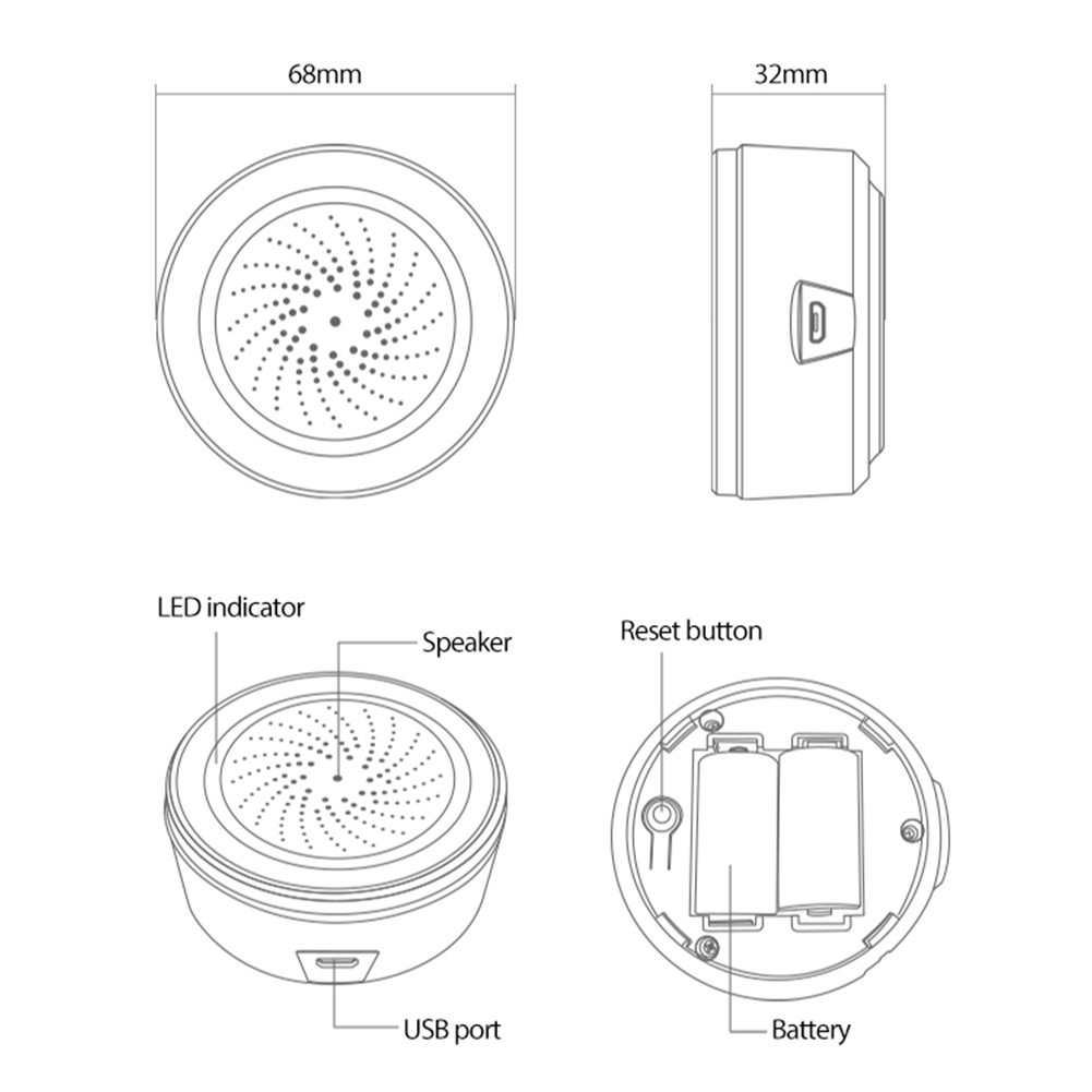 Home Security Alarm System - Tuya Zigbee サウンドライトセンサースマートアラームサイレンアプリリモコンホームセキュリティ保護システム USB サウンドライトセンサー