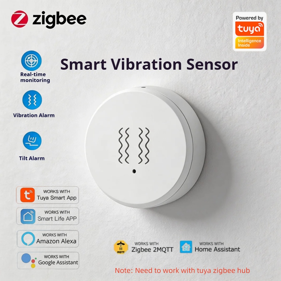 Home Security App - Tuya Zigbee スマート振動センサー リアルタイムモーションショックアラーム APP通知アラート スマートライフによるホームセキュリティ検出