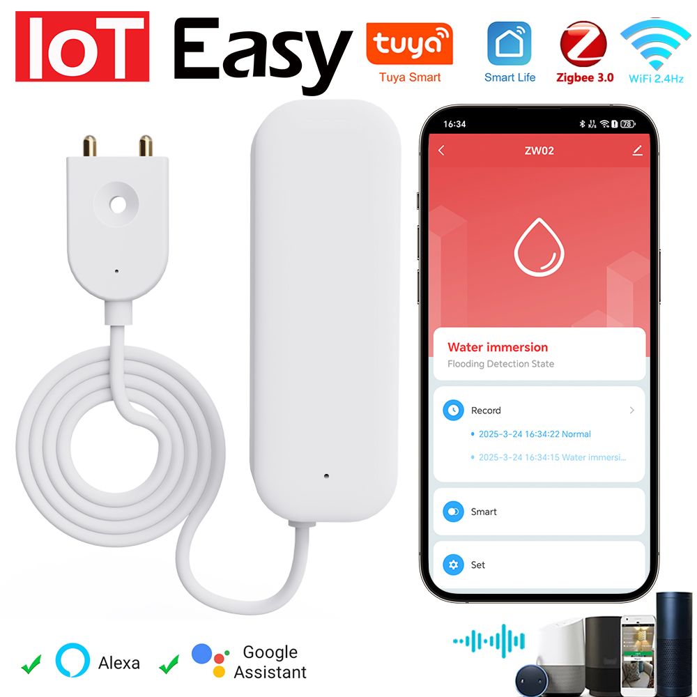 Home Security Business - Tuya WiFi ZigBee 水センサー漏れ警報洪水漏水検知器スマートホーム APP リモコンセキュリティ保護サポート