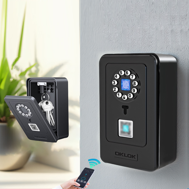 Home Security For Doors - インテリジェント南京錠ハングデザインパスワード保管デポジットケース家庭用指紋セーフデジタルドアロックボックスセキュリティスマートキー