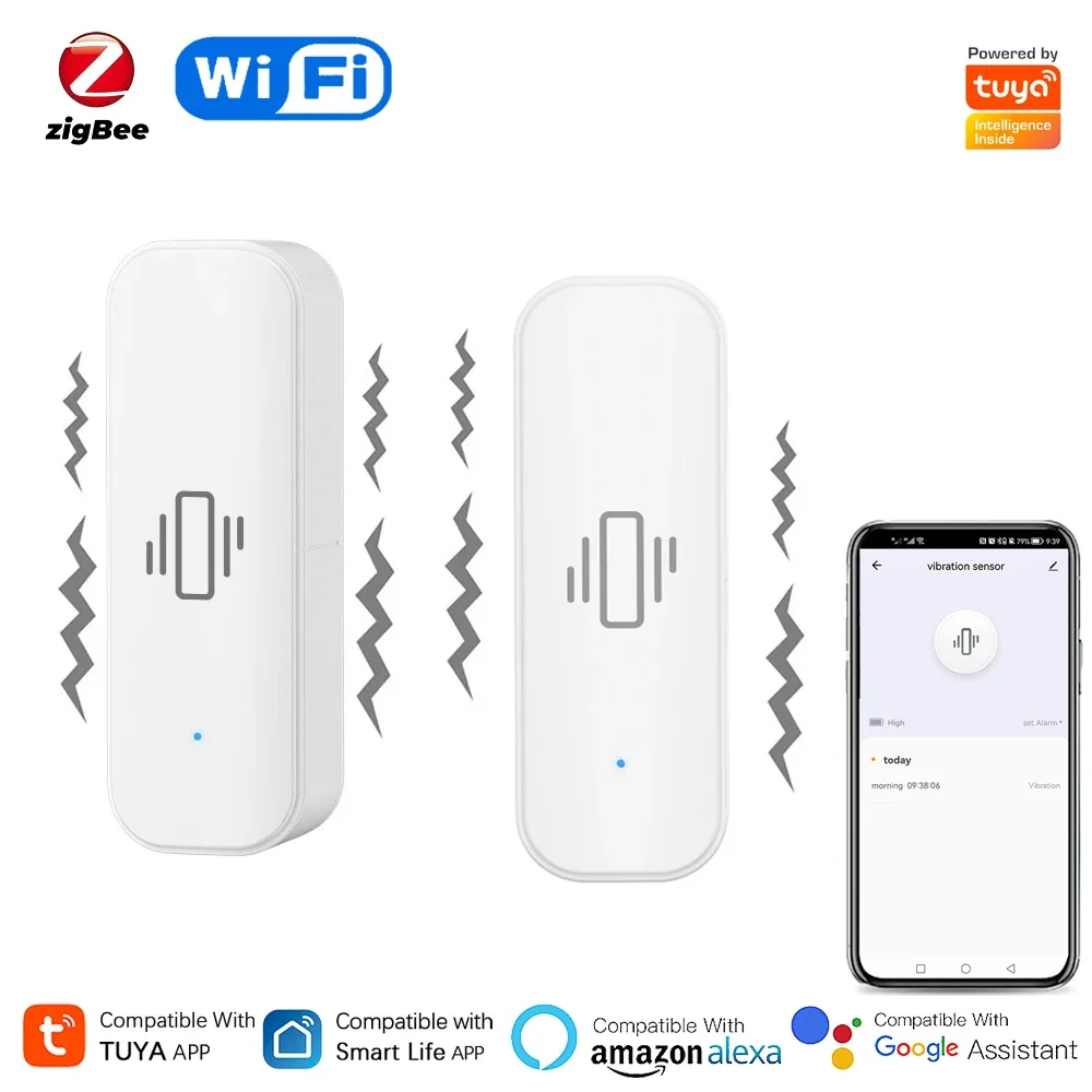 Home Security App - Tuya-ホームセキュリティ,リアルタイム保護,リモートモニター,アラーム通知,smartlifeアプリ,wi-fi,zigbee用のスマート振動センサー