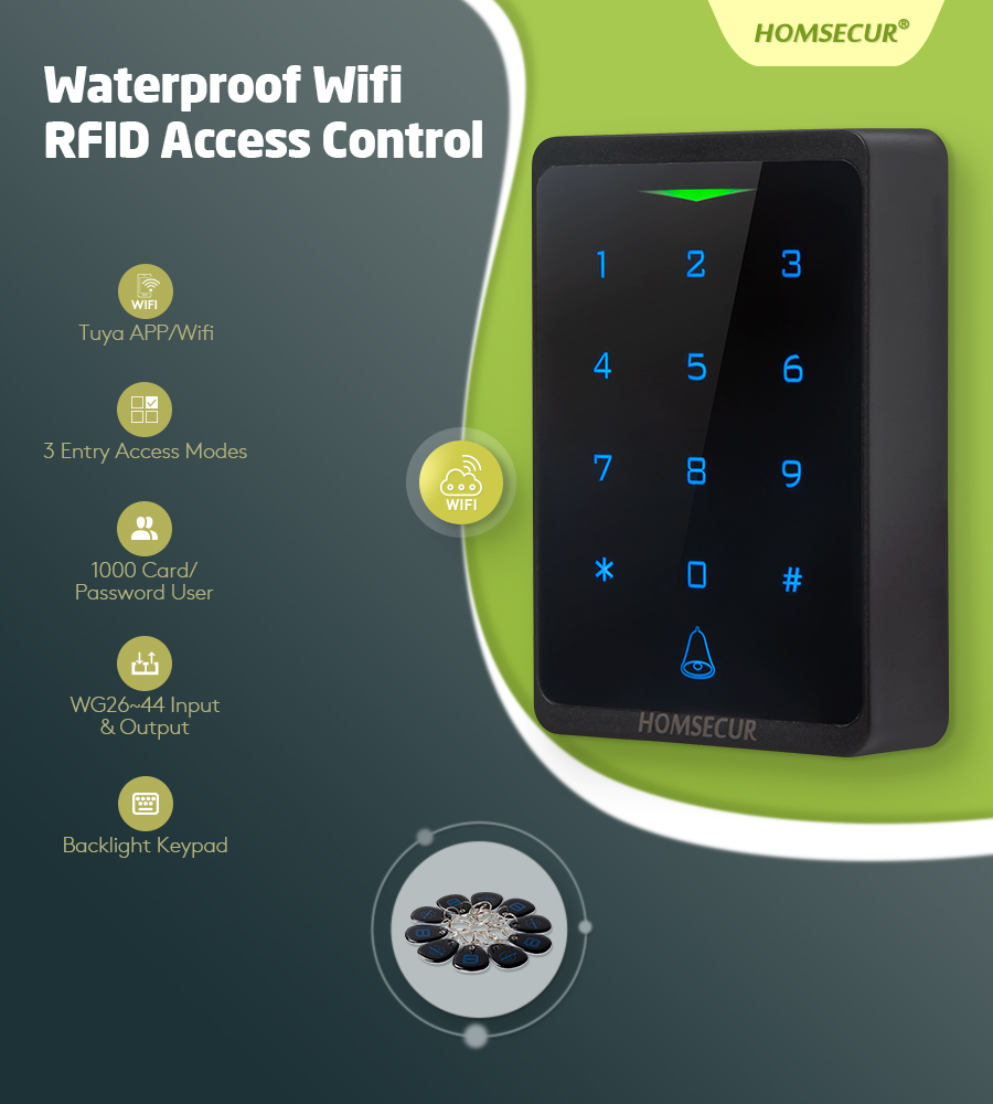 Home Security Key Fob - CH1-WIFI-EM WiFi RFID アクセス制御システム IP66 防水耐破壊キーフォブキーレスエントリーリーダー