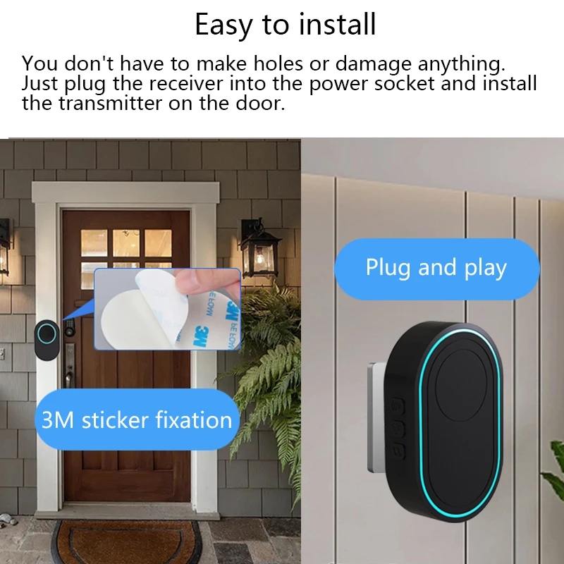ワイヤレスドアベル,屋外ウェルカムチャーム,音楽付きドアベル - Home Security Uk のレビューと価格
