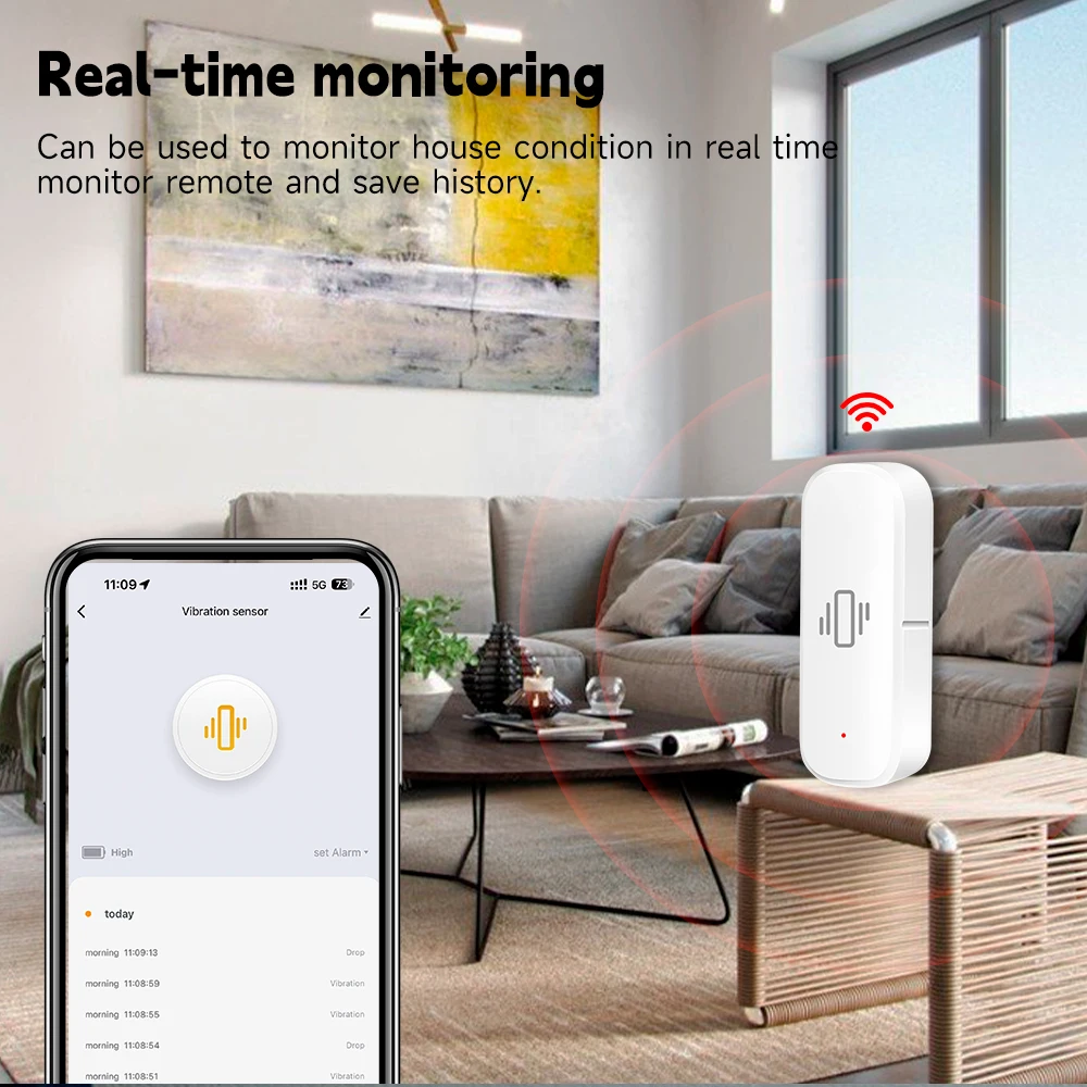 WiFi/Zigbee スマート振動センサー Tuya Sm - Home Security App のレビューと価格