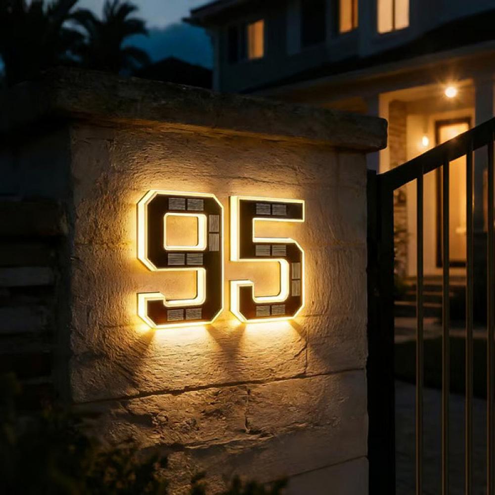ソーラー式家番号サイン LEDバックライト付き 自動オン/オ - Home Security Number のレビューと価格