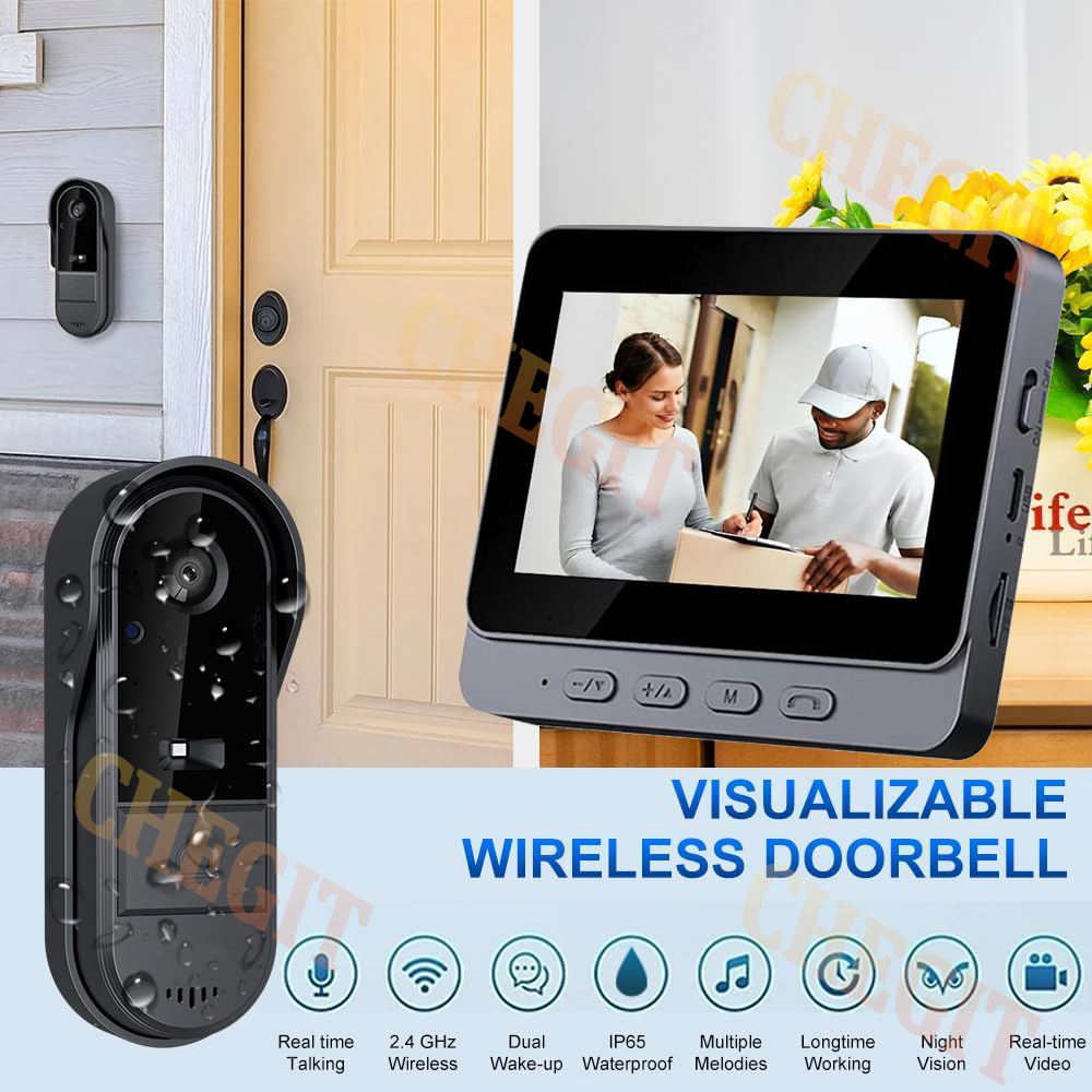 ワイヤレス Wifi ドアベルカメラ 1080P ビデオイン - Home Security No Wifi Needed のレビューと価格