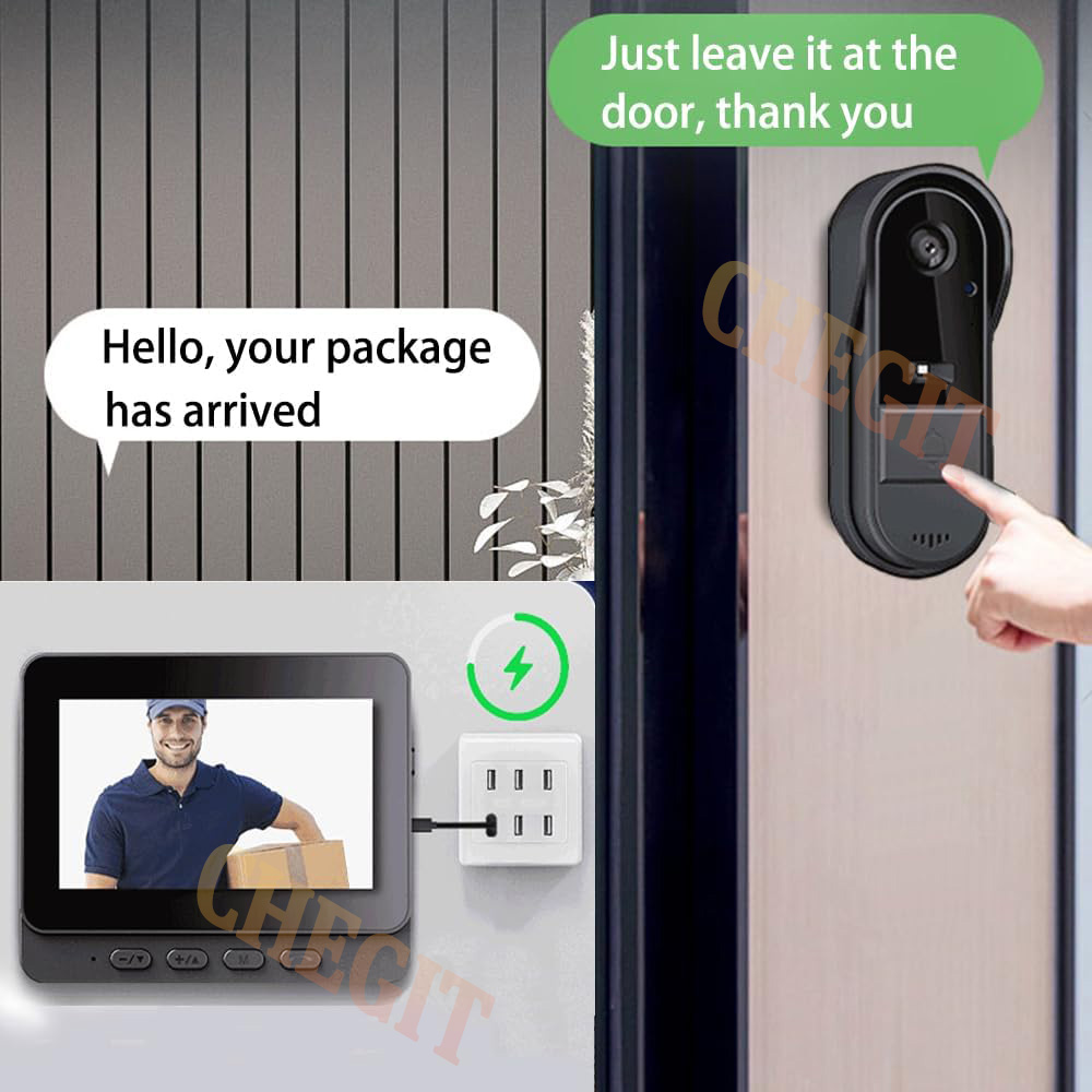 ワイヤレス Wifi ドアベルカメラ 1080P ビデオイン - Home Security No Wifi Needed のレビューと価格