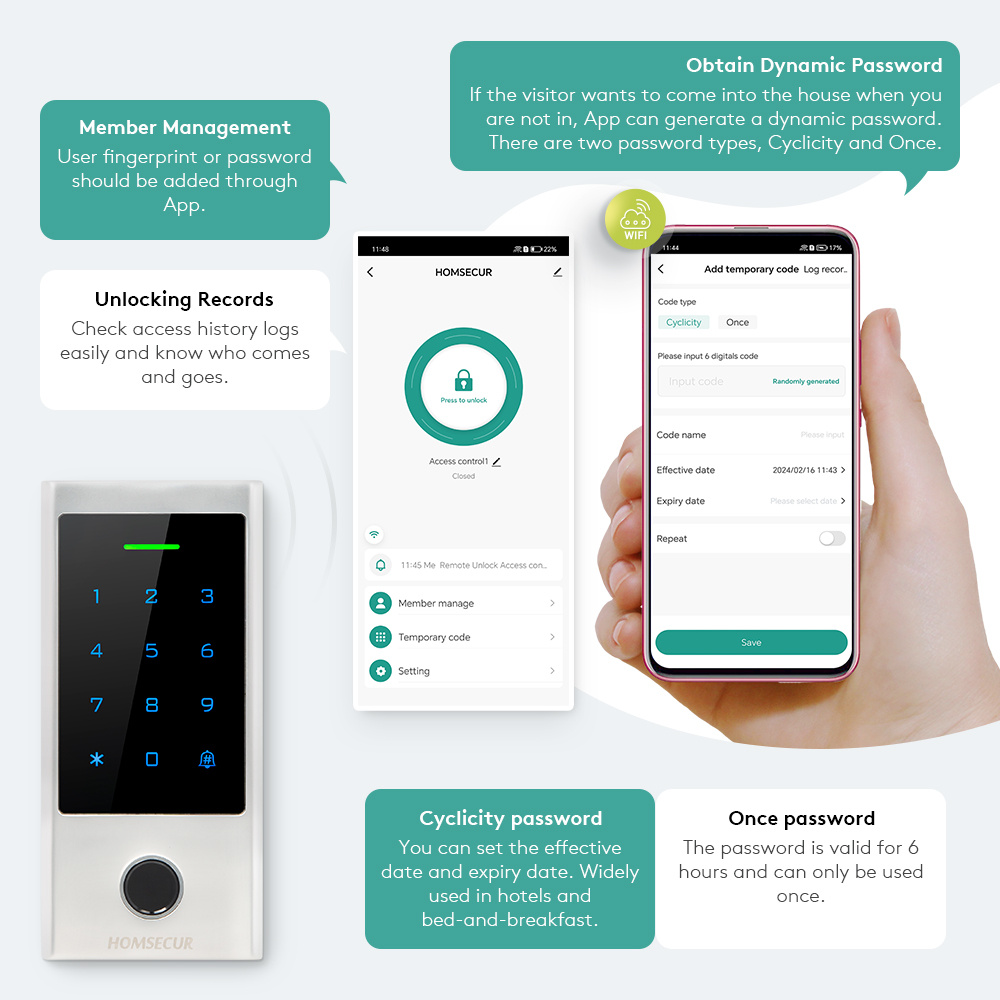 WiFi Tuya スマートアプリ防水指紋パスワードドアアク - Home Security Key Fob のレビューと価格