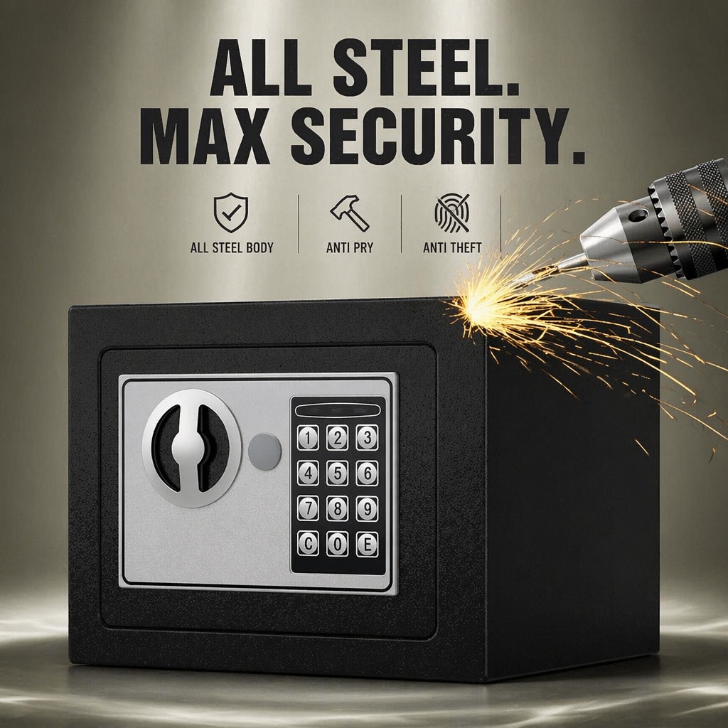 全鋼製電子デジタルキーパッドセーフボックスデュアルパスワード - Home Security Services のレビューと価格