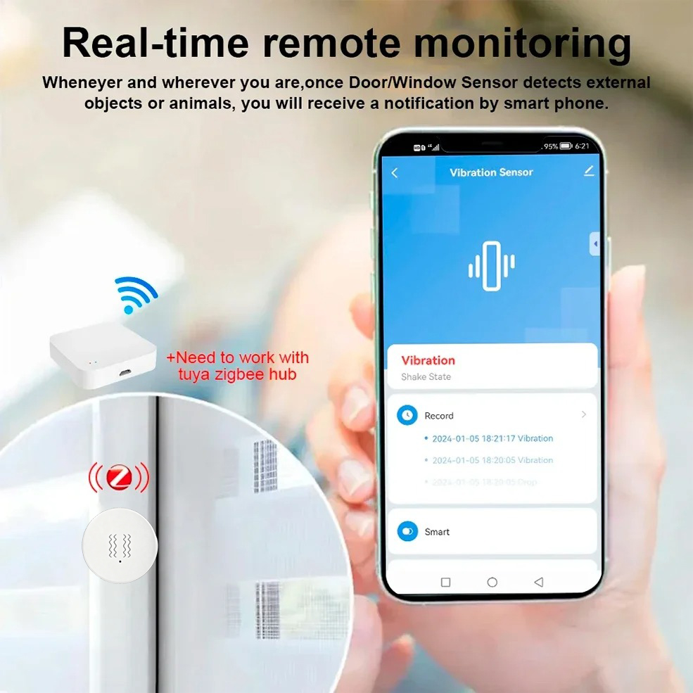 Tuya Zigbee スマート振動センサー リアルタイムモ - Home Security App のレビューと価格
