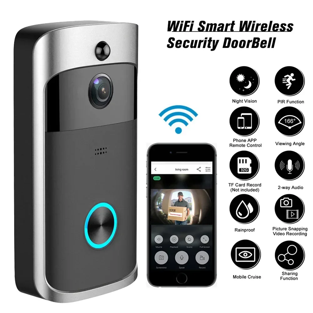 720P HD スマートホームワイヤレス WIFI ドアベル - Home Security No Wifi Needed のレビューと価格