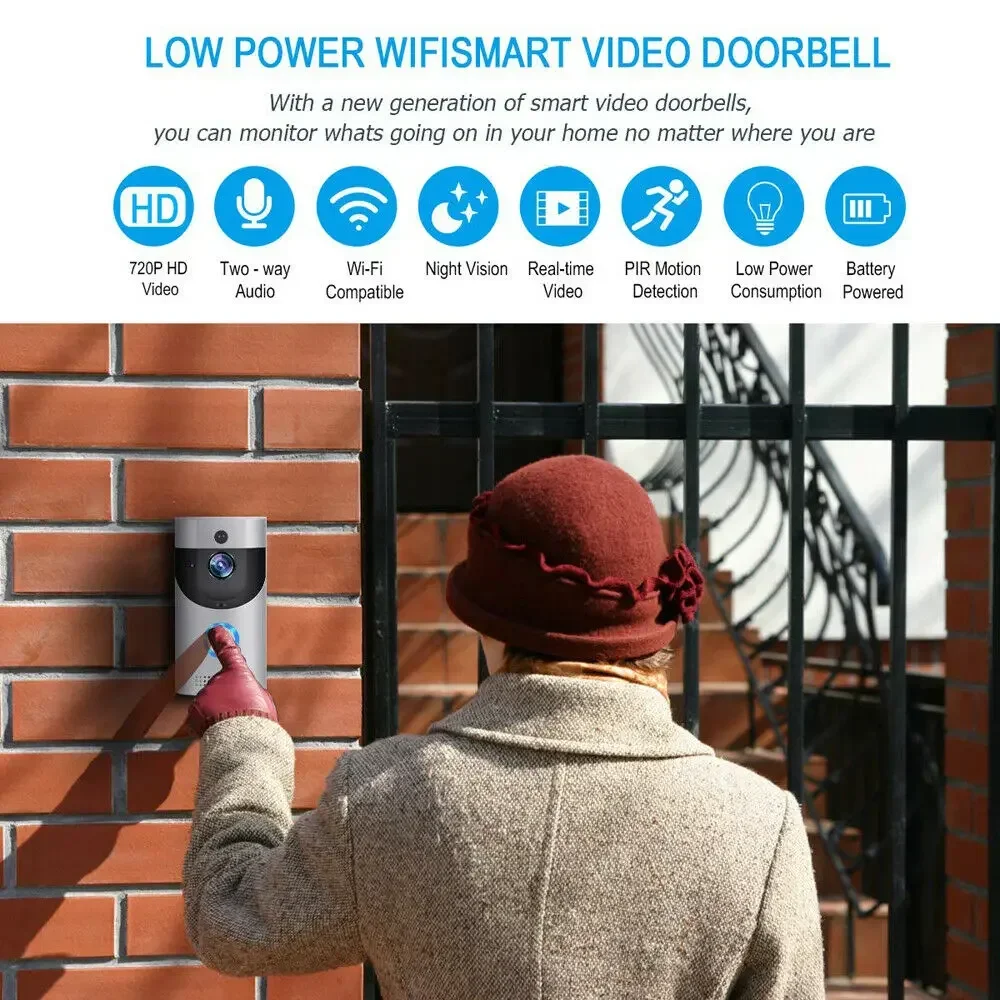 720P HD スマートホームワイヤレス WIFI ドアベル - Home Security No Wifi Needed のレビューと価格