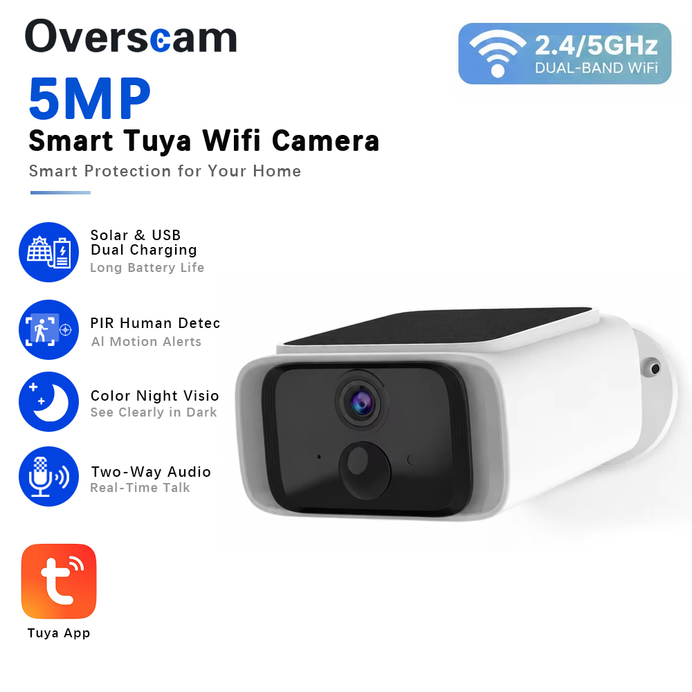 Tuya 5MP ソーラーセキュリティカメラワイヤレス屋外  - Home Security No Wifi Needed のレビューと価格